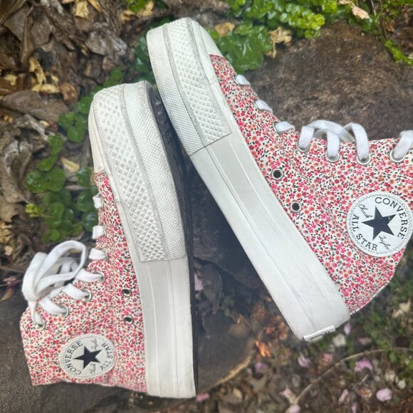 Converse Chuck Taylor All Star Floral High Top Platform Sneakers Size 7 1/2 - Picture 11 of 12